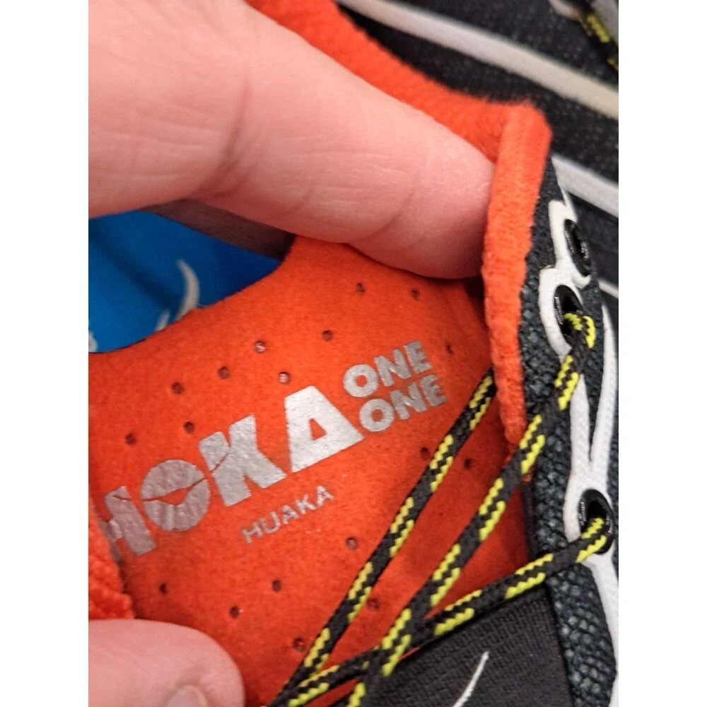 HOKA ONE ONE Huaka Men's Running Sneakers Breathable Mesh US 13 Orange/Black